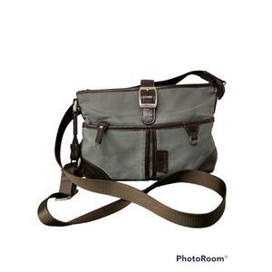 Pierre Balmain Canvas Leather Shoulder Crossbody Bag Gray Brown